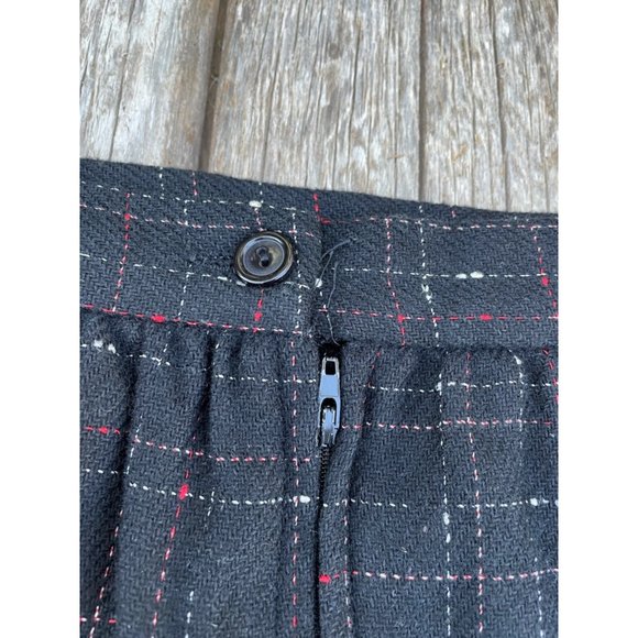 Vintage 1980s Black abstract Plaid Wool Blend Skirt - Picture 3 of 10